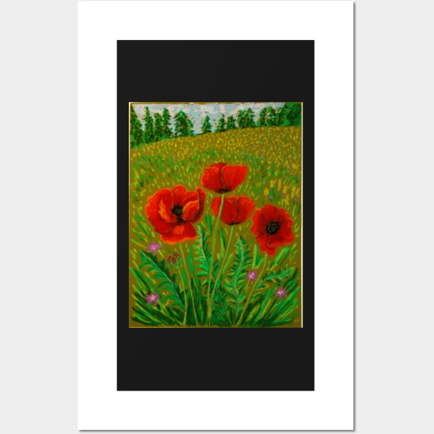 Red poppies in oil pastel Wall Art by cschwebel